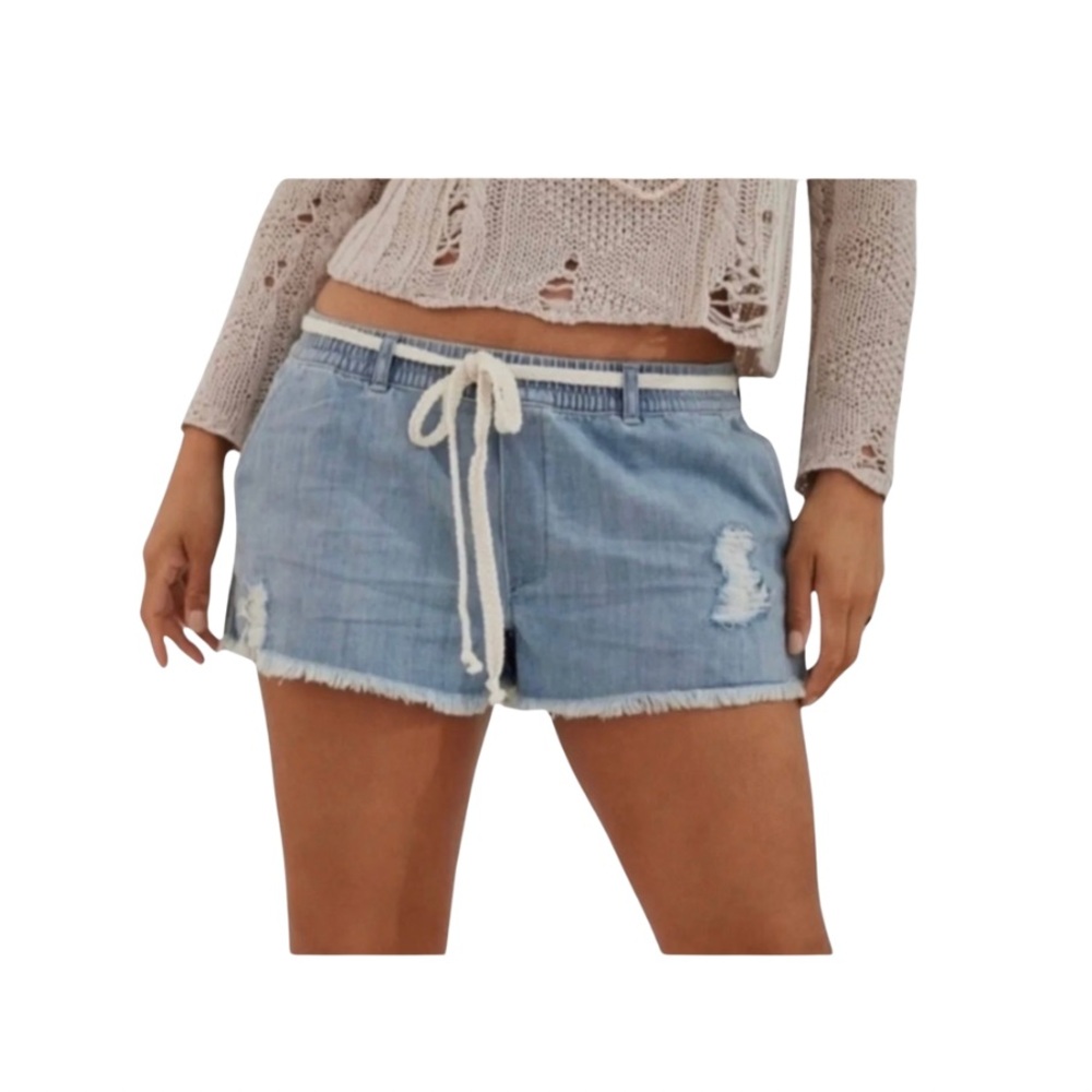 Aerie Denim Fringe Shorts